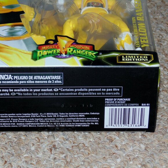 2018 Bandai MMPR Power Rangers Legacy Collection 6" Yellow Ranger MIB Brand New - Picture 8 of 10